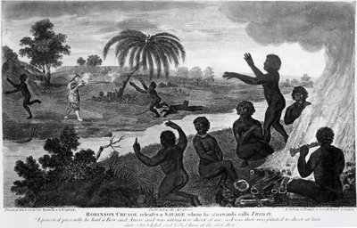 Robinson Crusoe Releases a Savage, Whom He Afterwards Calls Friday, Illustration from 